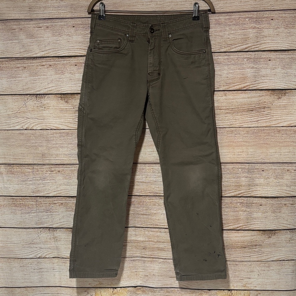Prana Bronson Pants Mens 30x30 (Act.‎ 30x28) Green Work Canvas Hiking Carpenter